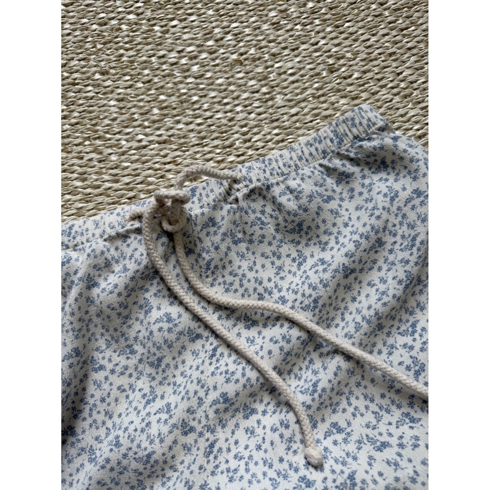 Blue Floral Ditsy Wide Leg Lounge Pants rayon blend dainty Beachy coastal pant L - Picture 3 of 8